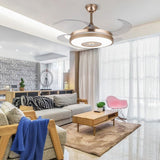 LED Retractable Ceiling Fan Light 3 Color Changes Chandelier Lamp with Remote Control for Living Room Bedroom