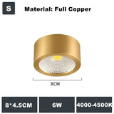 Full Copper 220V LED Ceiling Downlight Nordic Hallway Corridor Porch Surface Mounted Brass 6W 8W 10W Spot Light Fixture