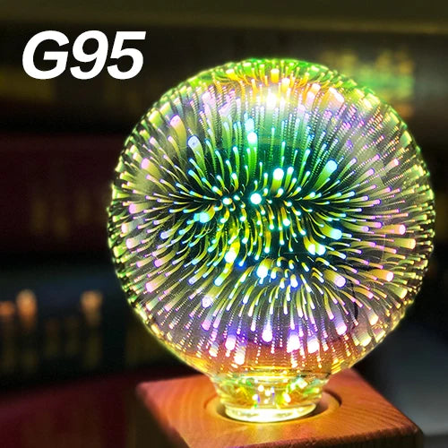 3D LED Light Bulb E27 220V ST64 G80 G95 G125 A60 Diamond Heart Decoration LED Lamp Bulb Holiday Lights Novelty Christmas Lamps