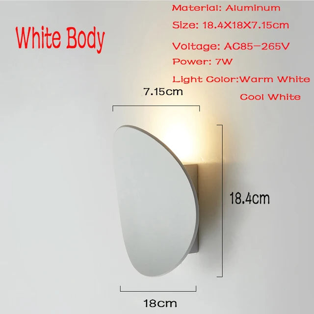 7W Modern Interior LED Wall Lamp - Brushed Gold, Black & White Aluminum Sconce Light for Living Room & Bedroom Bedside