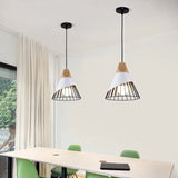 Modern Industrial Lamp Loft Wood Pendant Lights Nordic Iron Hanging Lamp Kitchen Pendant Lamp Bedroom Dining Room Lights
