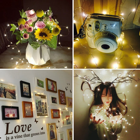 Fairy Lights Copper Wire LED String Lights Christmas Garland Indoor Bedroom Home Wedding New Year Decoration USB Battery Powered