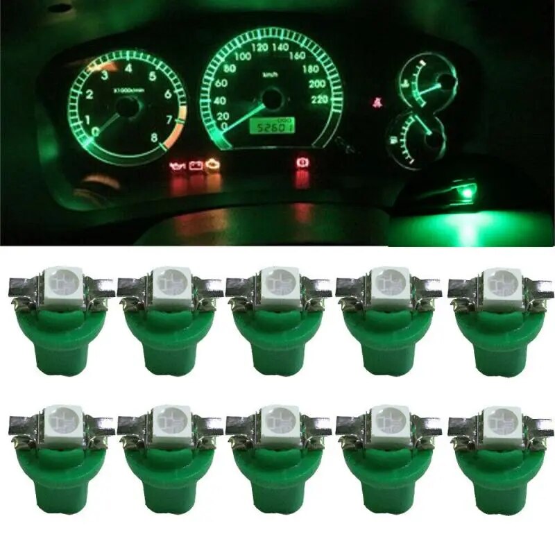 10x T5 B8.5D 5050 LED 1 SMD Car Dashboard Light Dash Instrument Indicator Lights Bulbs