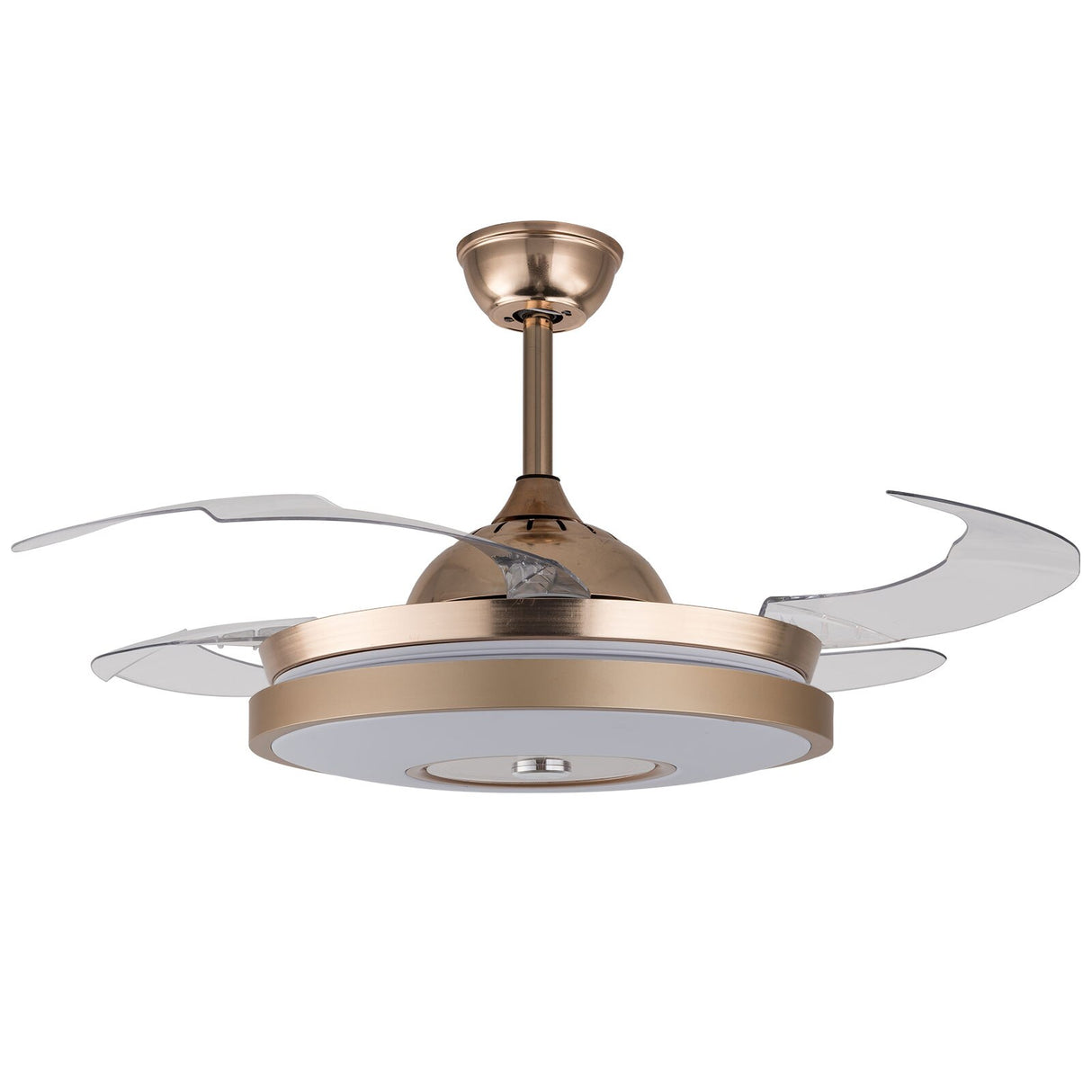 LED Retractable Ceiling Fan Light 3 Color Changes Chandelier Lamp with Remote Control for Living Room Bedroom