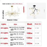 Modern Firefly LED Chandelier Light Stylish Tree Branch Lamp Decorative Firefly Ceiling Pendant  Lighting Hanging