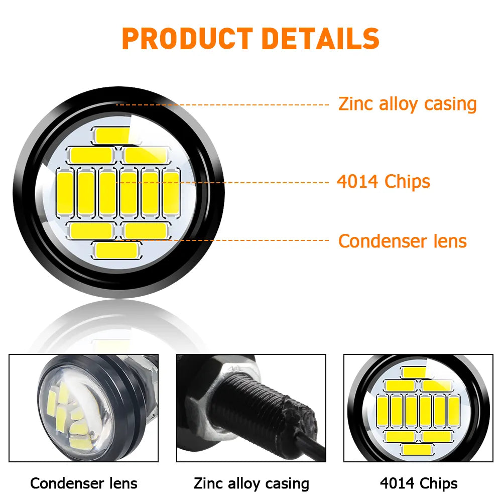 1Pcs Car led Hawkeye Lights 12 LED Grille Signal Lights 23mm led Eagle Eye lamp DRL Daytime Running Light for car motorcycle 12v
