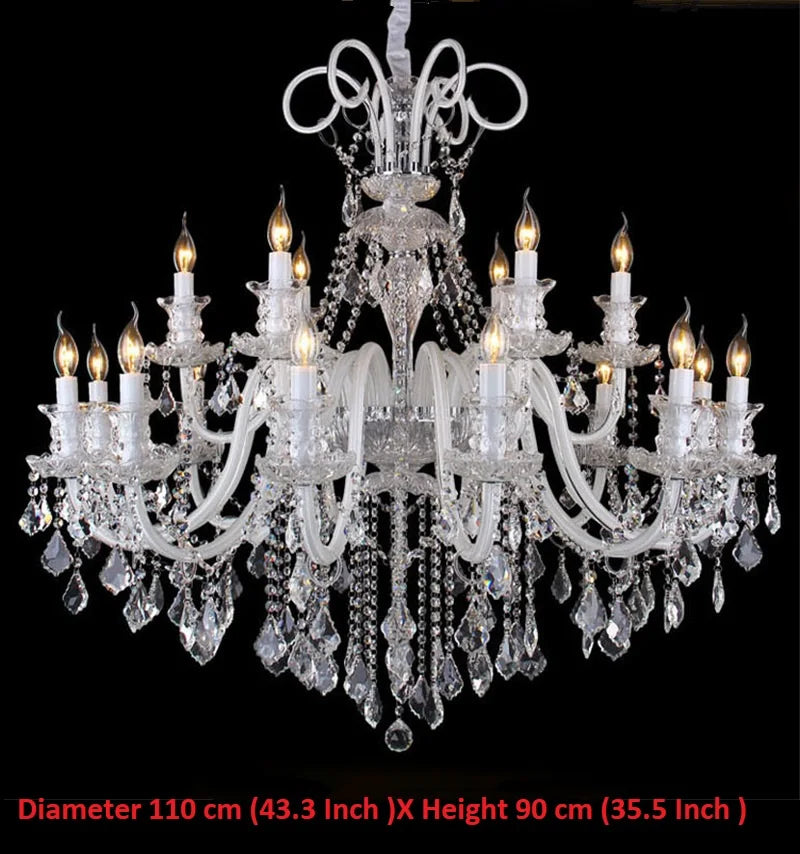 Modern Crystal Hanging Chandelier Lighting For Living Room Hotel Hall K9 Luxury grade crystal white Arm Transparent Body Villa