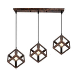 Nordic Style 3 in 1 Pendant Lights Creative Geometric Lamp Shade Cube E27 Base Metal Hanging Light Square Ceiling Lighting Decors
