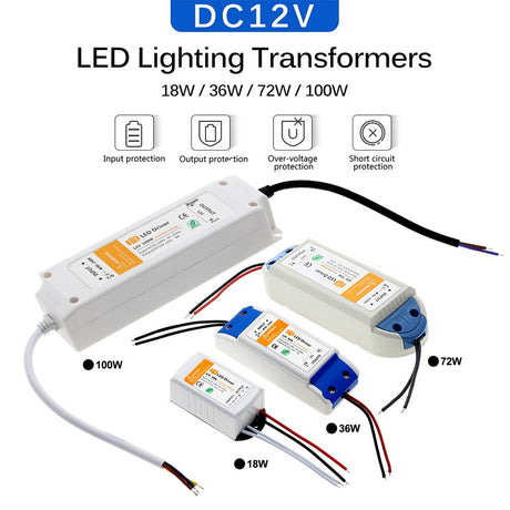 DC 12V LED Driver 18W 36W 72W 100W Lighting Transformers High Quality LED Driver for LED Strip Lights 12V Power Supply Adapter