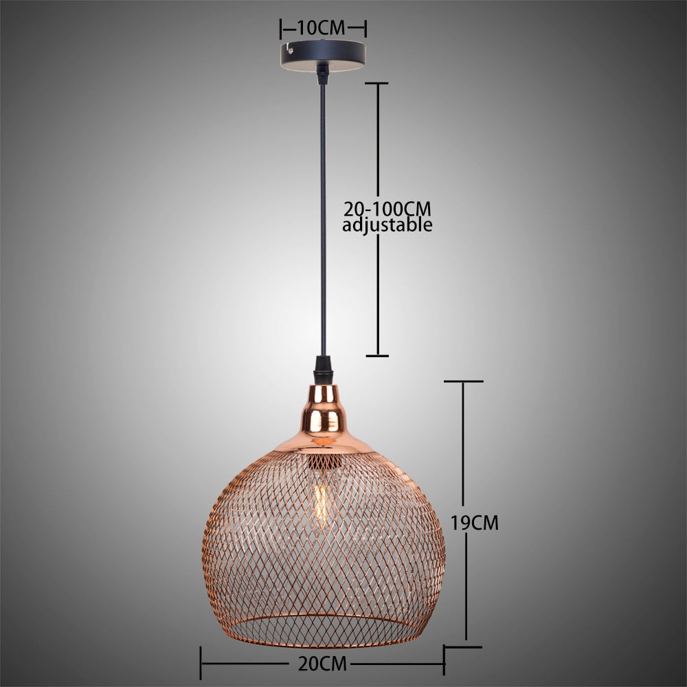 Electroplating modern  metal cage pendant lamp,vintage  rose gold birdcage creative hanging lamp for restaurant living room