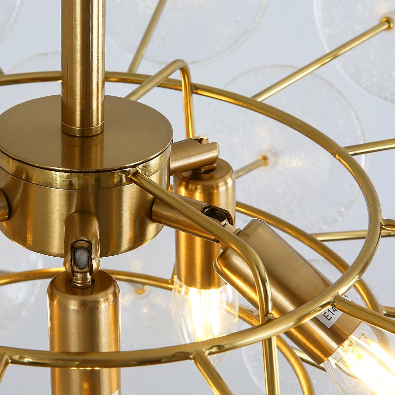 Modern Chandelier Round Ceiling Frosted Glass Copper Hanging Lamp luxury Pendant Lights For Living Bedroom Dining Room