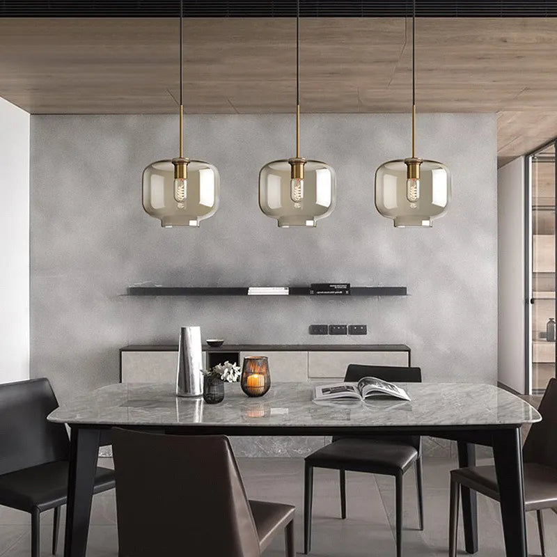 Modern Nordic hanging loft  Glass luster Pendant Light industrial decors Lights Fixtures E27/E26 for Kitchen Restaurant Lamp