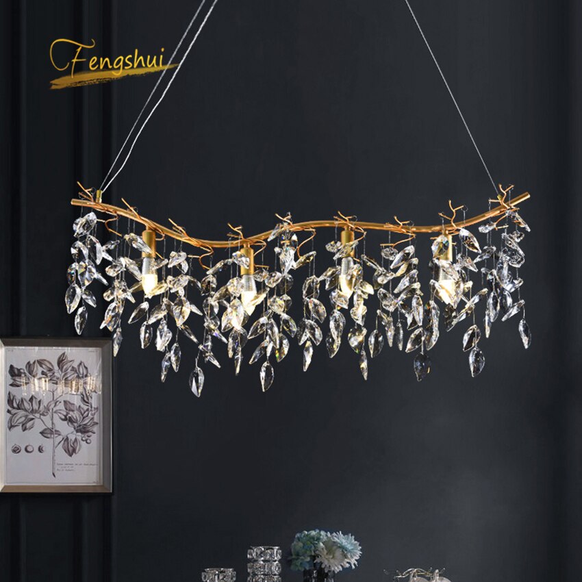 Nordic Luxury Crystal Chandelier Lighting Modern Simple Gold Lustre Hanging Lamp for Living Room Hotel Hall Home Decor Lighting