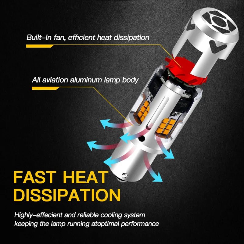 1pcs NO Hyper Flash 1156 BA15S P21W BAU15S PY21W T20 7440 Led Bulb Turn Signal Light Lamps Amber Orange Canbus Error Free Leds