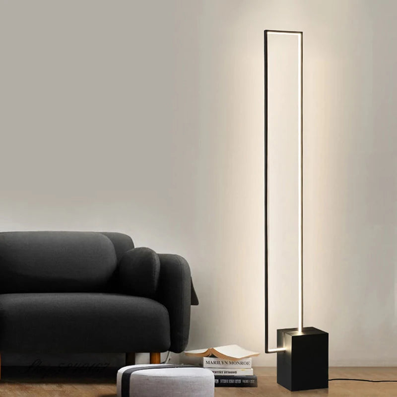 Modern Led Floor Lamp Iron Square Standing Lamp for Bedroom Living Room Art Decors Study Metal Floor Light Fixtures Table Lamp