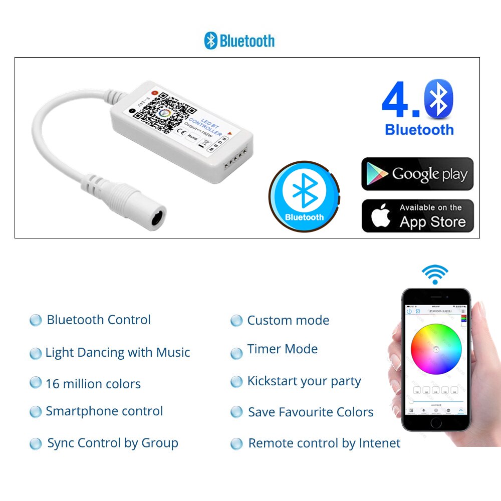 DC 12V 24V RGB / RGBW / RGBWW Led Controller Bluetooth RGB Controller Magic Home Mini RGB Led Controller for Led Strip Wireless