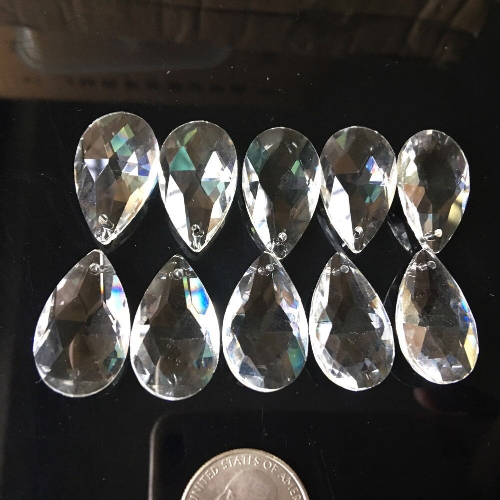 10PCS 28mm Tear Drop Crystals Prism Sun Catcher Clear Glass Chandelier Crystal Parts DIY Hanging Pendant Jewelry Spacer Faceted