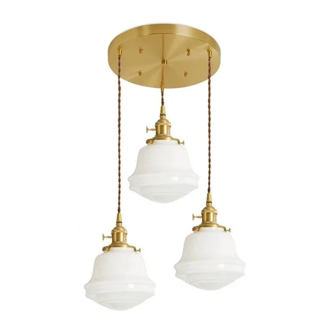 White Glass LED Pendant Light Fixtures Japanese Style Nordic Modern Copper Pendant Lamp Hanging Lights Luminaria Lampara