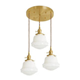 White Glass LED Pendant Light Fixtures Japanese Style Nordic Modern Copper Pendant Lamp Hanging Lights Luminaria Lampara