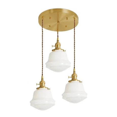 White Glass LED Pendant Light Fixtures Japanese Style Nordic Modern Copper Pendant Lamp Hanging Lights Luminaria Lampara