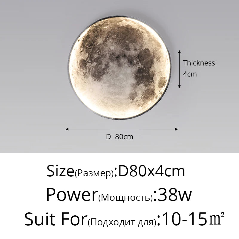 3D Moon Wall Sconce - Dimmable Indoor LED Decor Light for Hallway & Coffee Bar