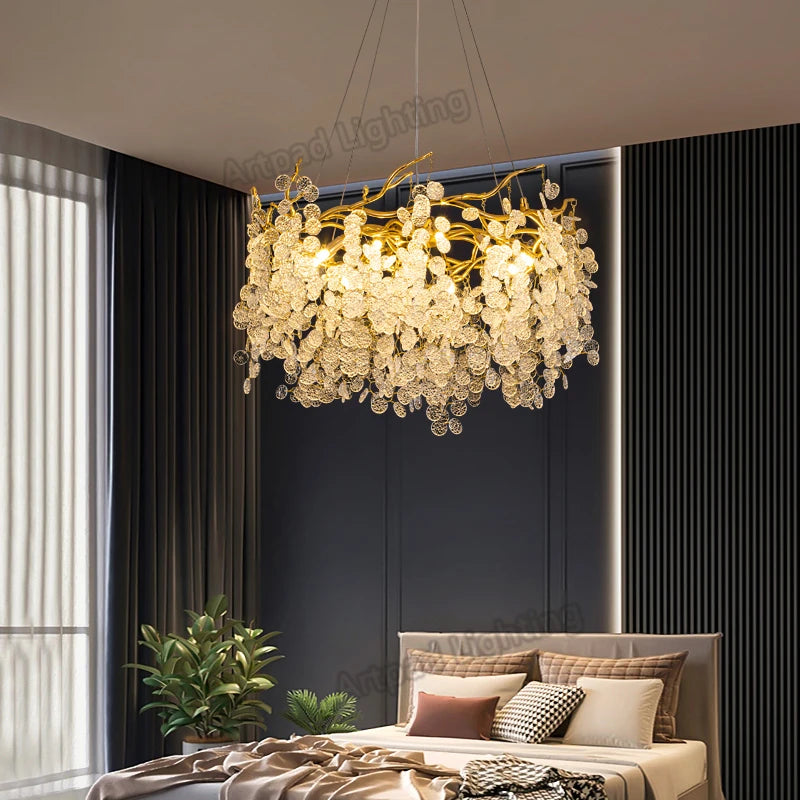 Crystal Ceiling Chandelier Led Luxury Indoor Lighting Home Decoration For Living Room Bedroom Large Hanging Chandeliers Gold