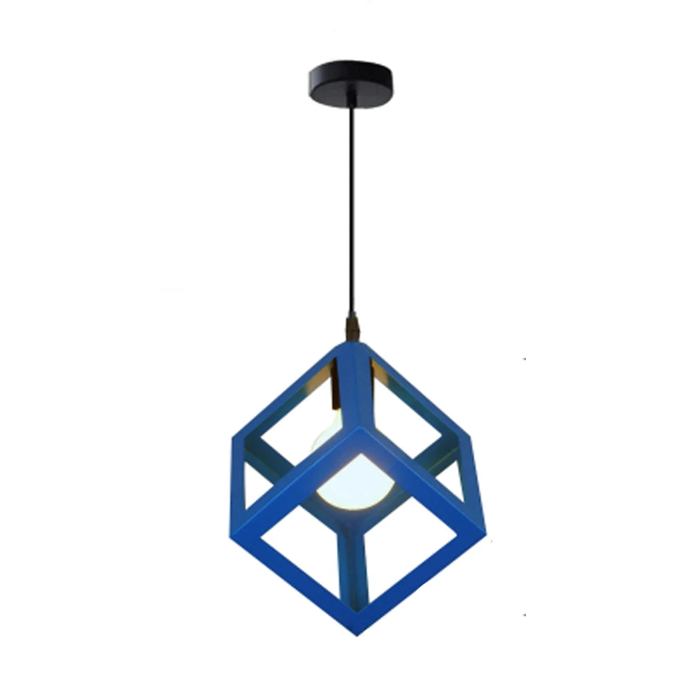 Nordic Style 3 in 1 Pendant Lights Creative Geometric Lamp Shade Cube E27 Base Metal Hanging Light Square Ceiling Lighting Decors
