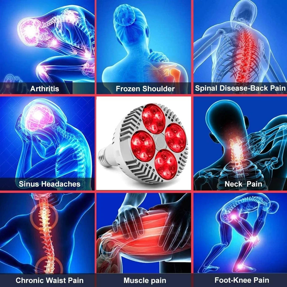 E27 48W Deep Red Light Therapy - LED Grow Light Bulb  660nm Near Infrared 850nm For Flowering Fruiting Grow Spectrum Enhancement Light Therapy