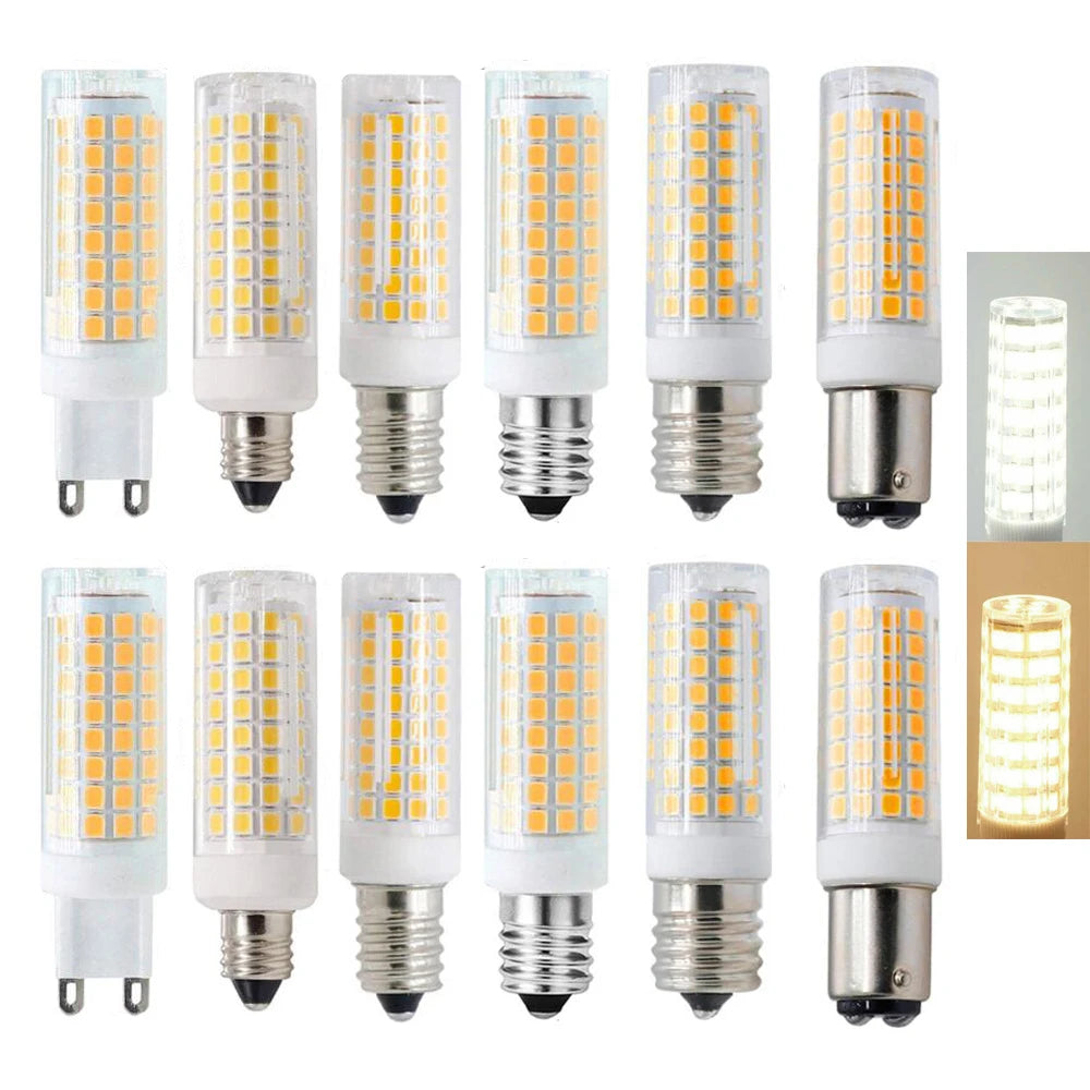 G4 G9 BA15D E11 E12 E14 E17 Dimmable LED Lights Mini 102 LEDs Corn Bulbs 9W Replace 80W Halogen Lamps 220V 110V for Home House