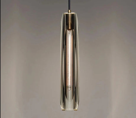Postmodern all-copper light luxury crystal pendant light bedroom bedside living room dining bar table single head pendant lamp