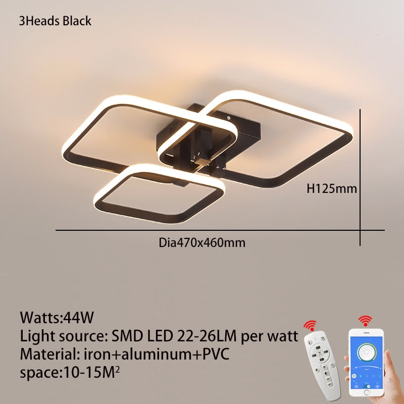 Rectangle Acrylic Aluminum Modern Led Ceiling Lights For Living Room Bedroom White/Black Led Ceiling Lamp Fixtures