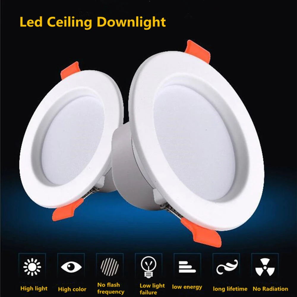 LED Downlight 3W 5W 7W Recessed Ceiling Lamp AC 220V Downlight With Intelligent Radar Sensor Light for Bathroom Stairs Balcony