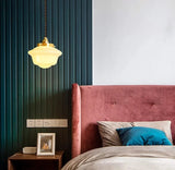 White Glass LED Pendant Light Fixtures Japanese Style Nordic Modern Copper Pendant Lamp Hanging Lights Luminaria Lampara