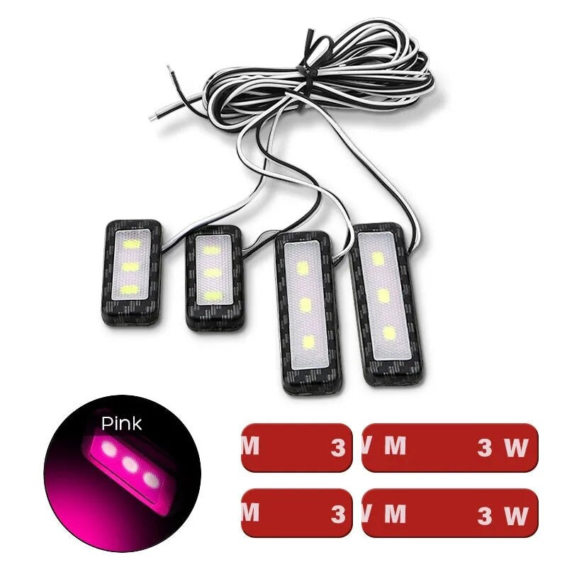 Ceyes 4pcs Car Ambient Inner Door Bowl Light Decorative Lights  handle LED Armrest Atmosphere Light  Strip Auto Handrail Light