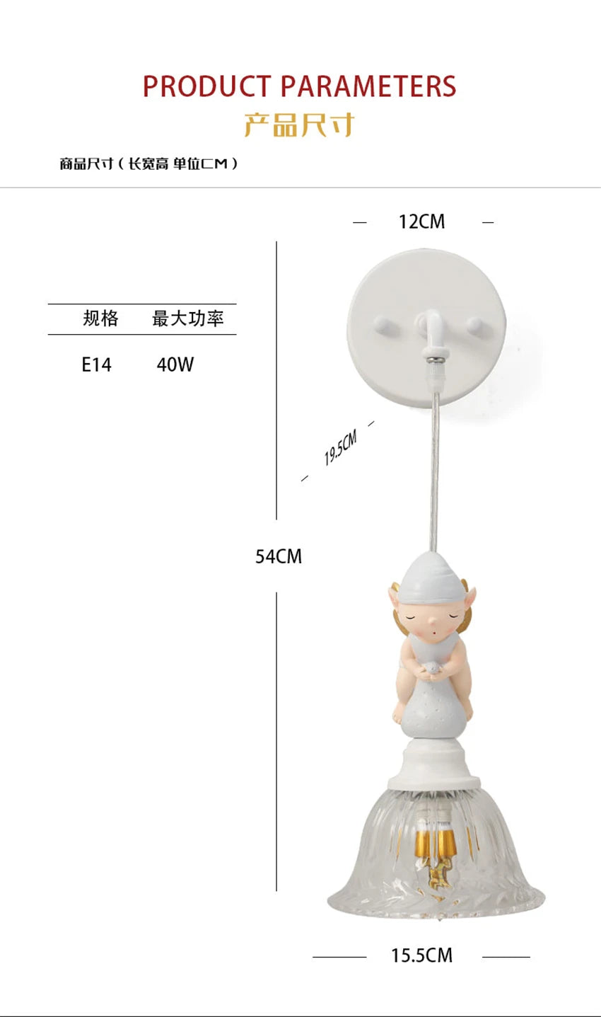 Butterfly Fairy American Children's Room Wall Lamp Nordic Girl Boy Bedroom Study Hallway Cartoon Modern Simple Decors Wall Lights