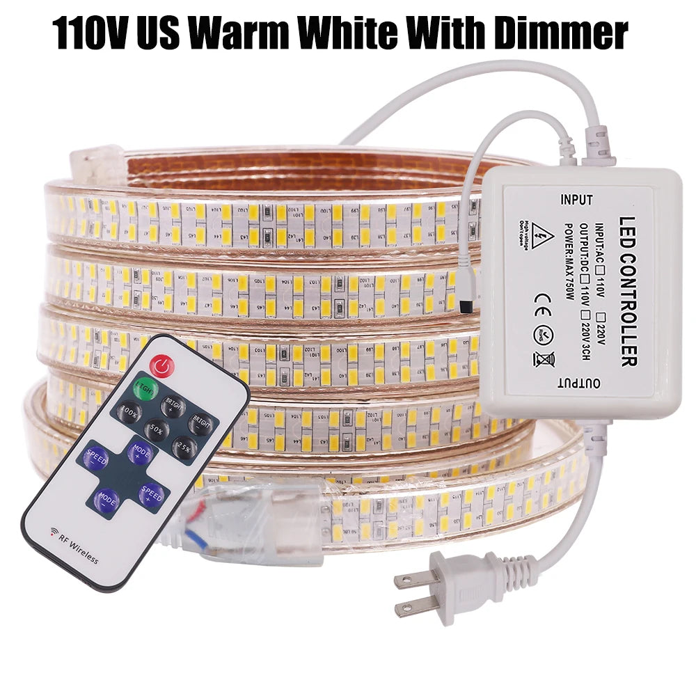 240leds/m SMD 5730 led strip 220v 110V flexible waterproof led tape 5630 1m 2m 5m 10m 20m 50m 100m + Power EU plug / US plug