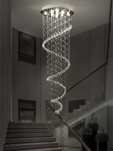 Large LED Spiral Chandelier Modern K9 Crystal Lighting Fixture for Stair Bedroom Hotel Living Room Showcase