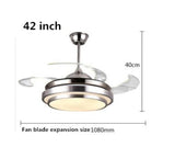 Ceiling Fan Lights Lamps Modern Remote Control 36 42 inch Gold Silver Led lumiere For Dining room Bedroom Fan Lighting