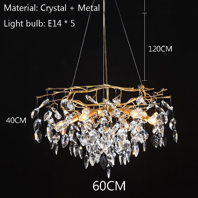 Nordic Luxury Crystal Chandelier Lighting Modern Simple Gold Lustre Hanging Lamp for Living Room Hotel Hall Home Decor Lighting