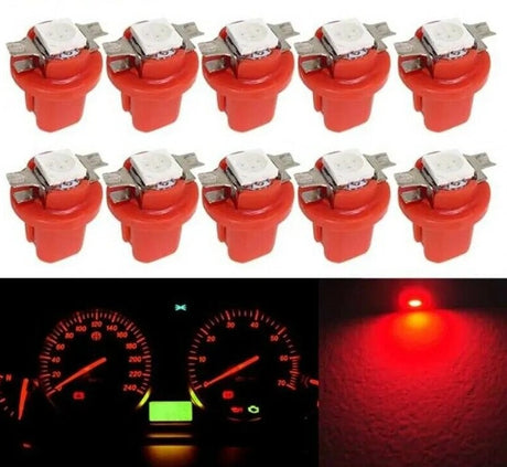 10x T5 B8.5D 5050 LED 1 SMD Car Dashboard Light Dash Instrument Indicator Lights Bulbs