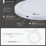 LED Motion Sensor Round Panel Ceiling Light - 18W Dual Mode Detector Fixture