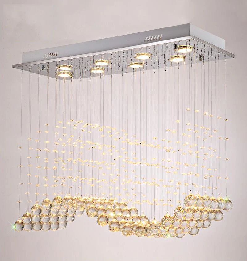 Rectangle Crystal Lamp Dining Room Chandelier Individuality Brief Light Modern Bar Counter for Home Restaurant Lighting