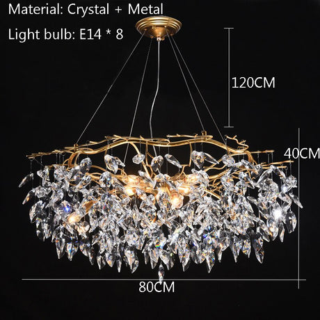 Nordic Gold Crystal Chandelier Lighting Modern Large Luster LED Ceiling Chandelier Loft Art Hanging Lamp for Living Room Lusters
