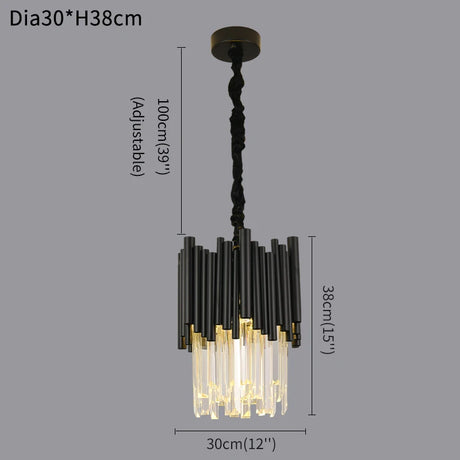 Dining room crystal chandelier modern black hanging light fixture luxury kitchen island led crystal lamp with dimmable