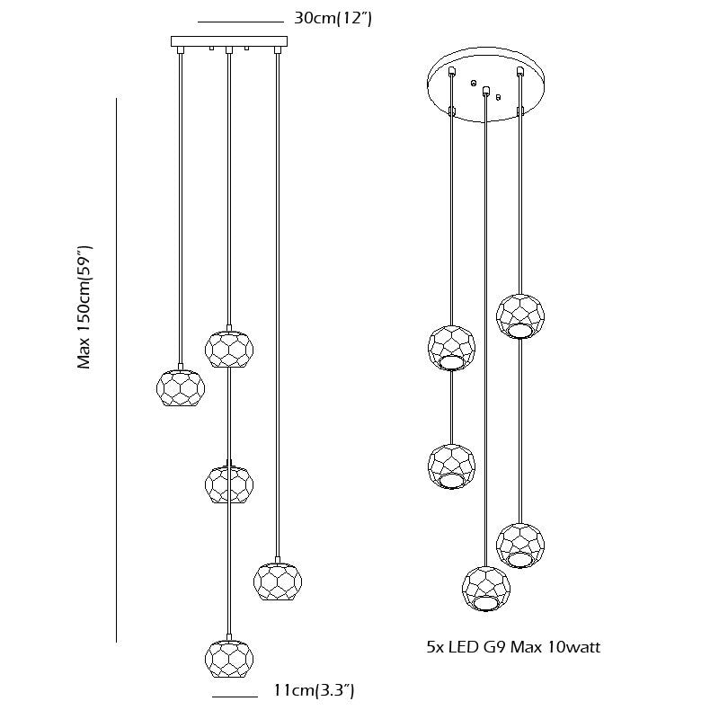 Nordic Luxury Chandelier Stair Lighting Crystal Pendant Light for Kitchen Restaurant Villa G9 Bulb