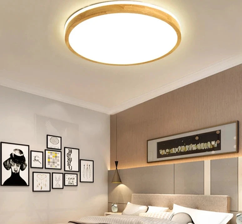 Modern Real Wooden LED Ceiling Lights For Bedroom Aisle Kitchen Dining Living Study Room Wardrobe Foyer Indoor Warm Home Lamps