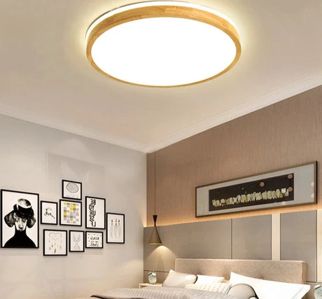 Modern Real Wooden LED Ceiling Lights For Bedroom Aisle Kitchen Dining Living Study Room Wardrobe Foyer Indoor Warm Home Lamps