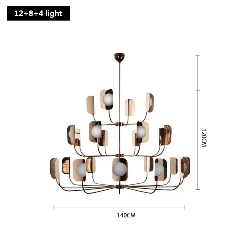 LEAF Chandelier Europe Lustre&#39;s  Milky Glass ball lamp Metal Leaves G9 Led Luxury Living Room Rose Gold/gold chandelier lighting