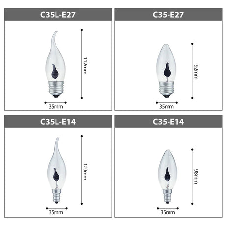 LED Flame Candle Light E27 E14 Edison Bulb AC 220V Retro Vintage Fire Lighting 3W Led Filament Lamp Decors Lighting