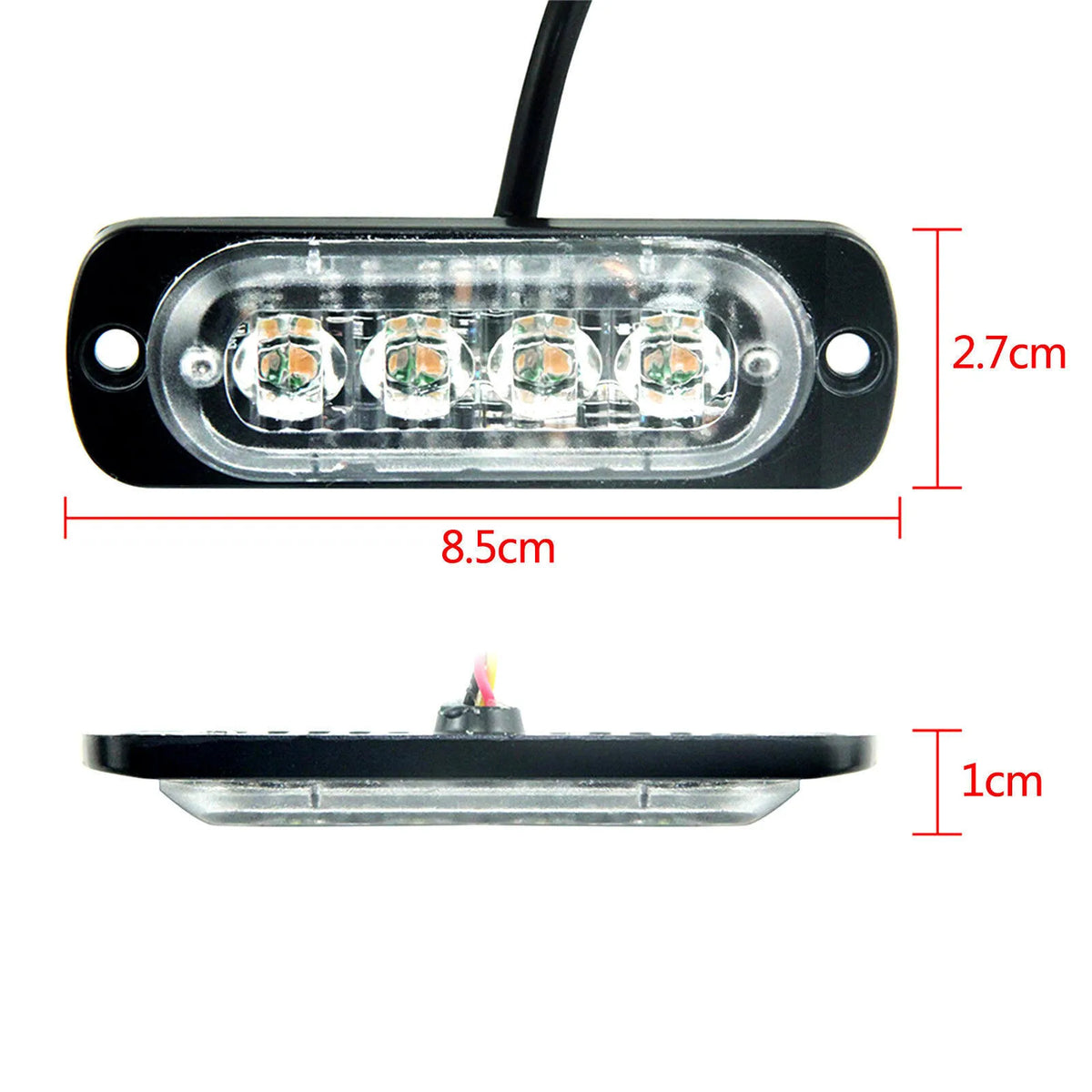 Car LED Warning Light with Plate Number, Grill, Breakdown, Emergency, Side Light for Trucks, Trailers - Amber, 12-24V